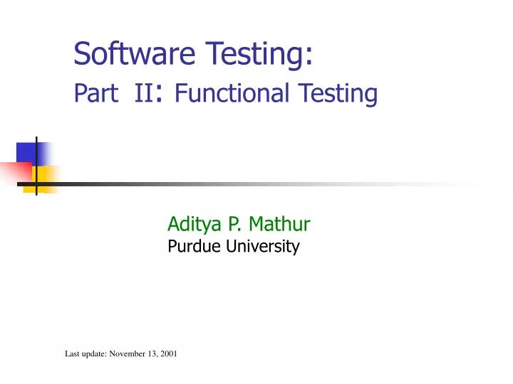 software testing part ii functional testing