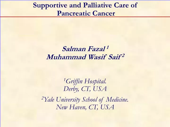 supportive and palliative care of pancreatic cancer
