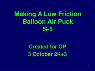 Making A Low Friction Balloon Air Puck S-5