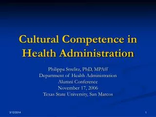 Cultural Competence in Health Administration