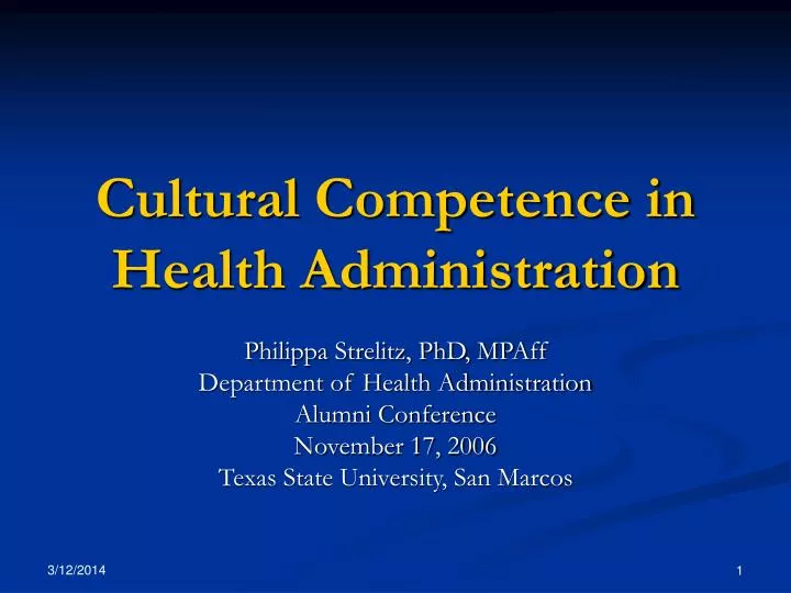 cultural competence in health administration