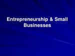 Entrepreneurship &amp; Small Businesses