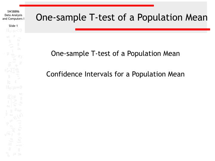 one sample t test of a population mean