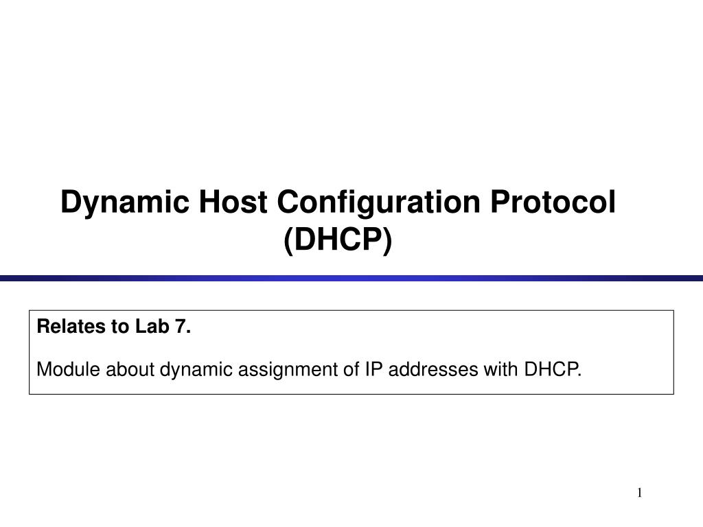 PPT - Dynamic Host Configuration Protocol (DHCP) PowerPoint ...