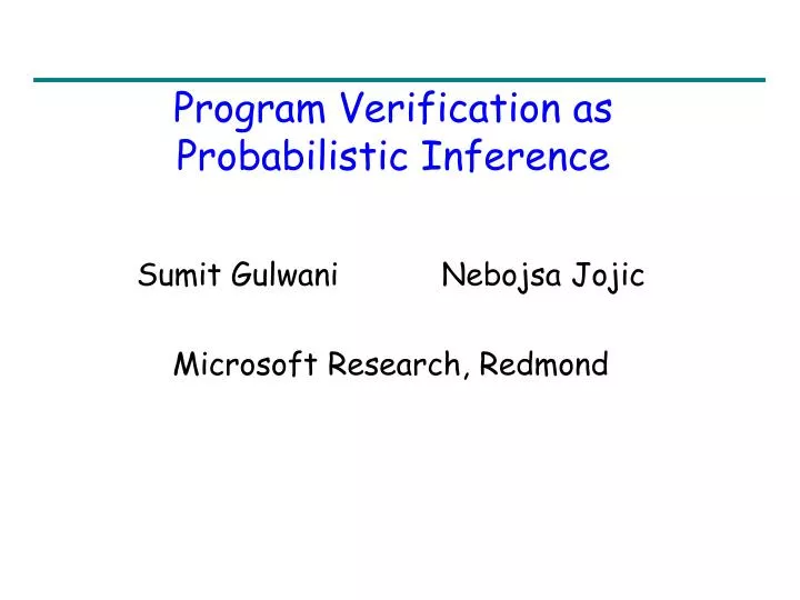 program verification as probabilistic inference
