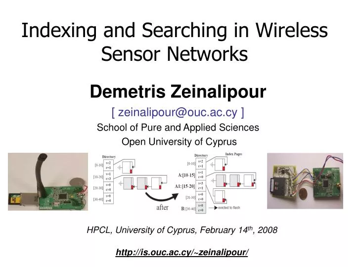 indexing and searching in wireless sensor networks