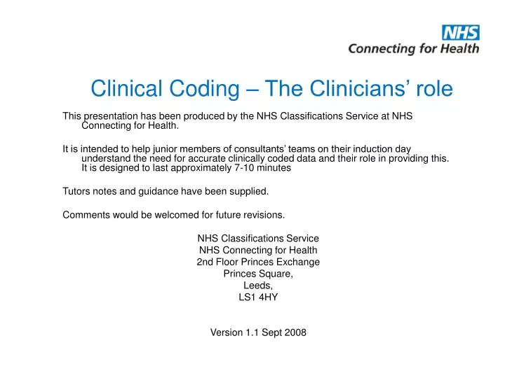 clinical coding the clinicians role