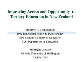 Improving Access and Opportunity to Tertiary Education in New Zealand