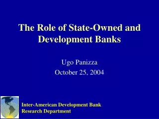 The Role of State-Owned and Development Banks