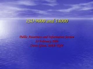 ISO 9000 and 14000