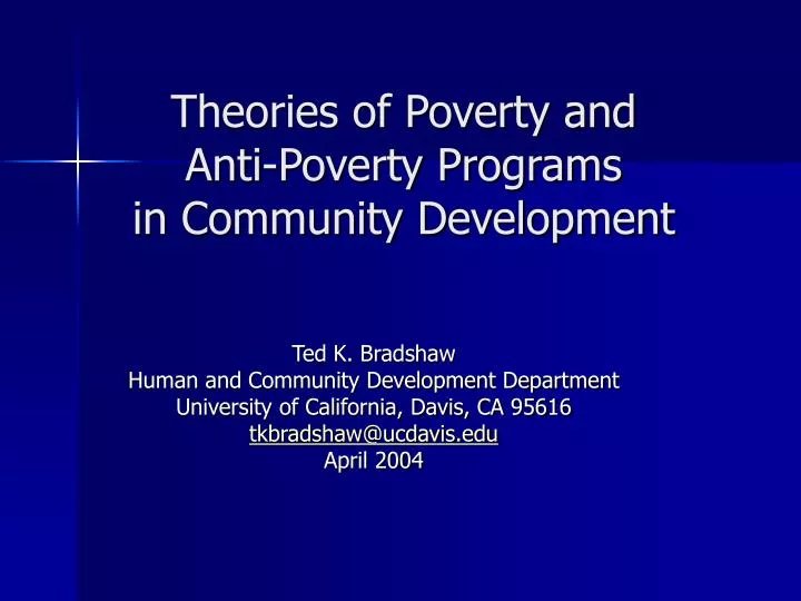 theories of poverty and anti poverty programs in community development