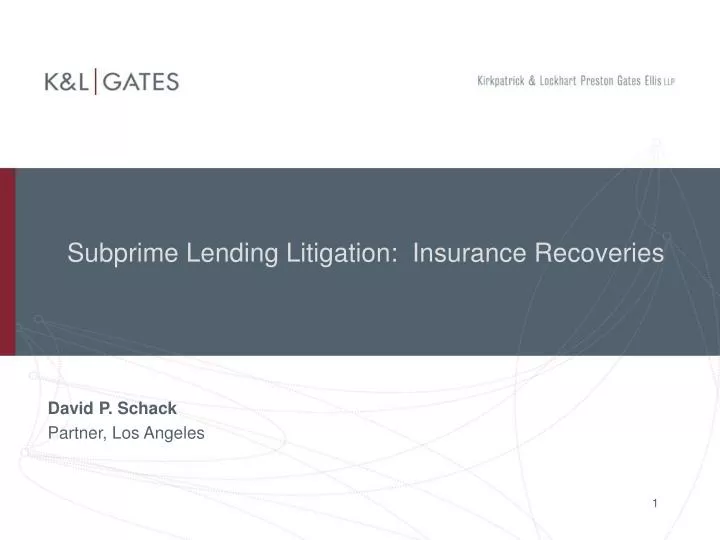 subprime lending litigation insurance recoveries