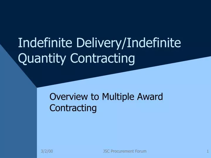 indefinite delivery indefinite quantity contracting