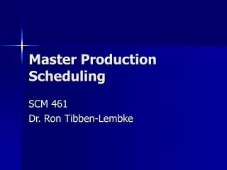 Master Production Scheduling