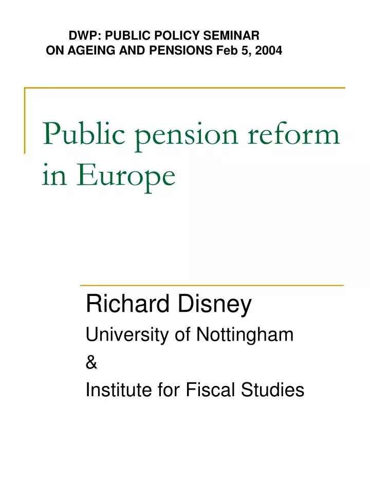 public pension reform in europe
