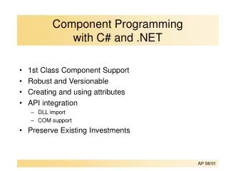 Component Programming with C# and .NET