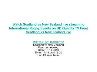 Watch Scotland vs New Zealand live streaming International R