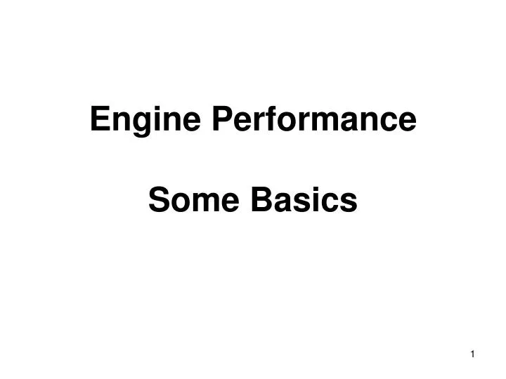 engine performance some basics