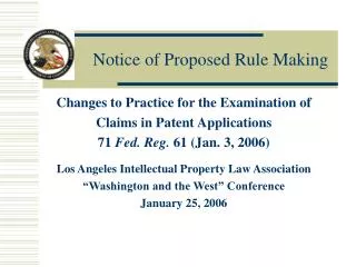 Notice of Proposed Rule Making