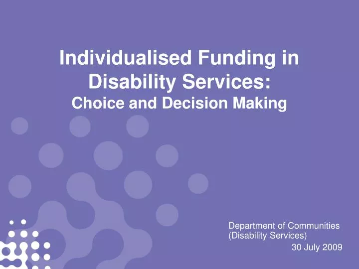 individualised funding in disability services choice and decision making