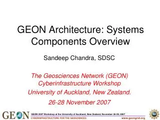 GEON Architecture: Systems Components Overview