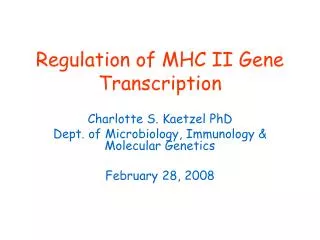 Regulation of MHC II Gene Transcription