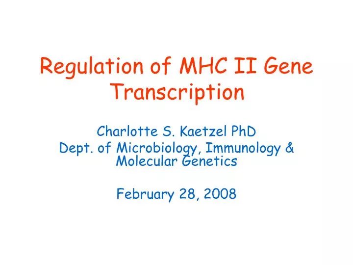 regulation of mhc ii gene transcription