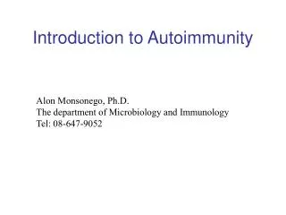 Introduction to Autoimmunity