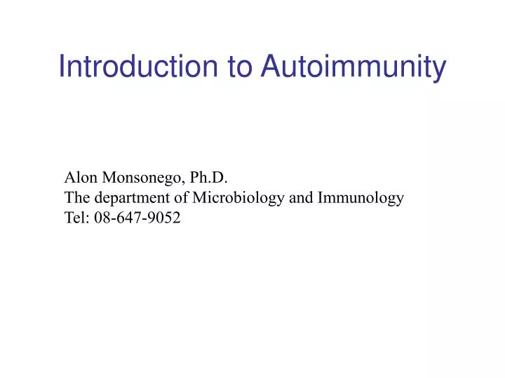 introduction to autoimmunity