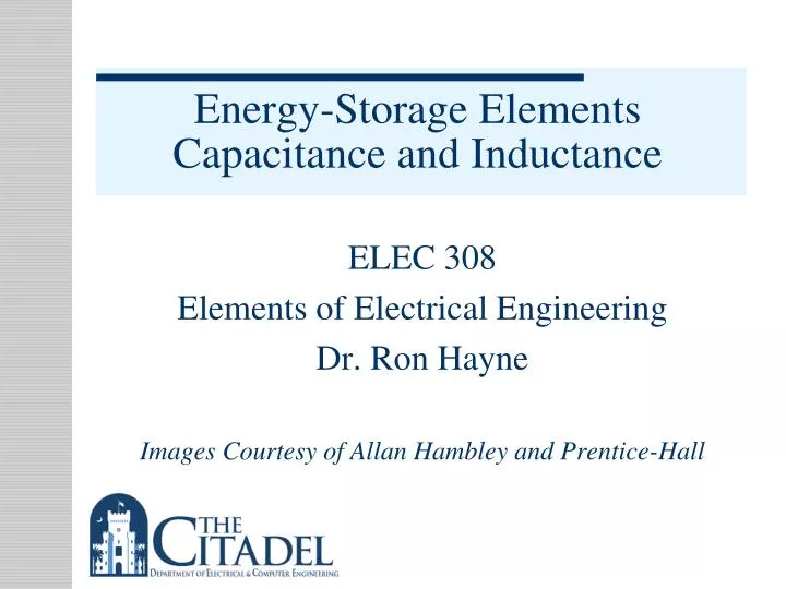 energy storage elements capacitance and inductance