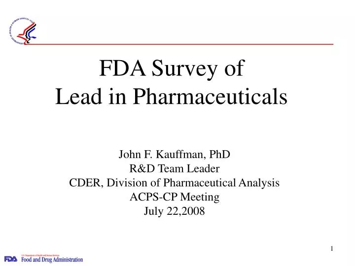 fda survey of lead in pharmaceuticals