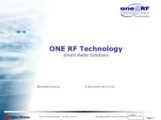 ONE RF Technology Smart Radio Solutions