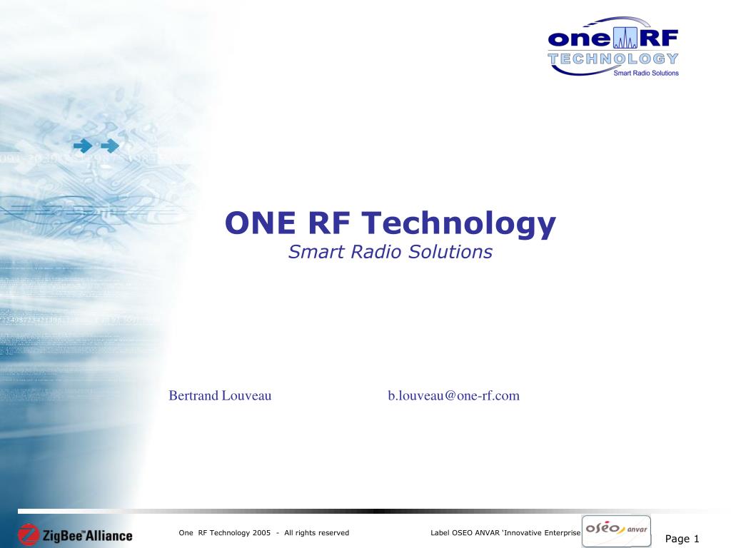 PPT - ONE RF Technology Smart Radio Solutions PowerPoint Presentation ...