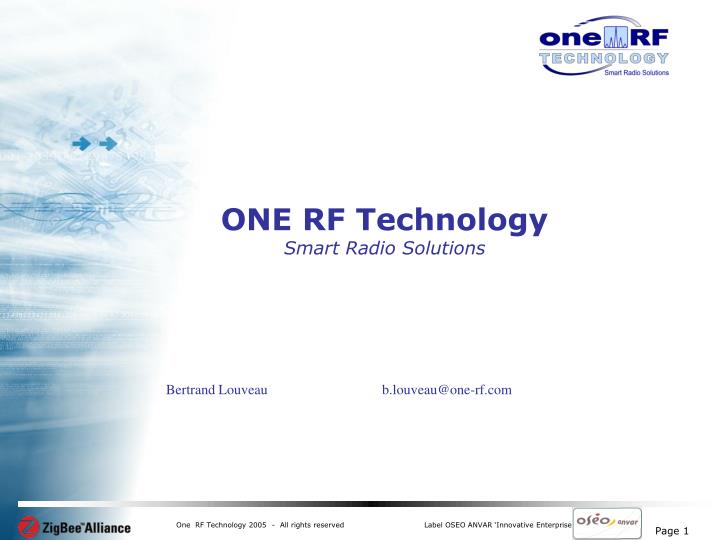 one rf technology smart radio solutions