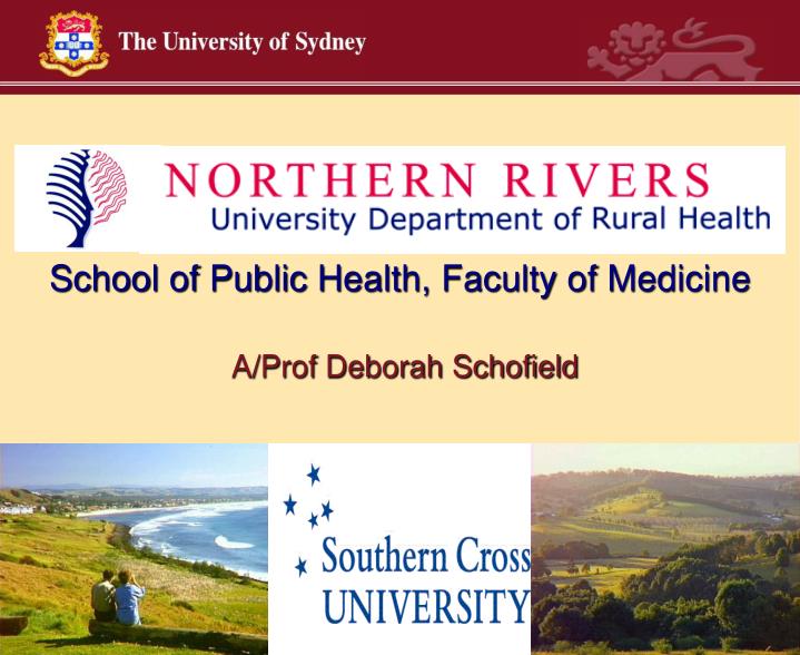 school of public health faculty of medicine a prof deborah schofield