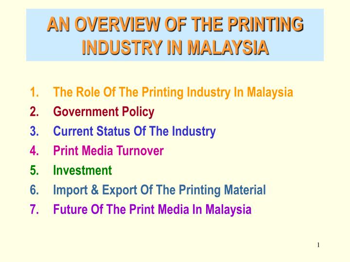 an overview of the printing industry in malaysia