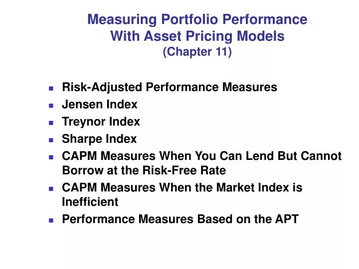 measuring portfolio performance with asset pricing models chapter 11