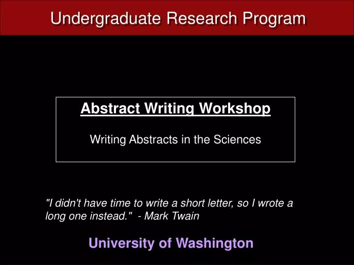 abstract writing workshop writing abstracts in the sciences