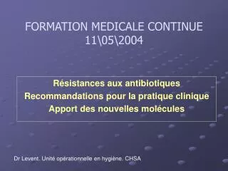 FORMATION MEDICALE CONTINUE 11\05\2004