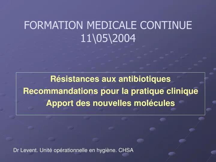 formation medicale continue 11 05 2004