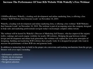 Increase The Performance Of Your B2b Website With Wakefly\'s