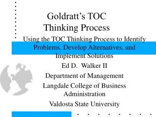 Goldratt’s TOC Thinking Process