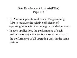 Data Envelopment Analysis(DEA) Page 193
