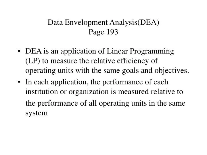 data envelopment analysis dea page 193