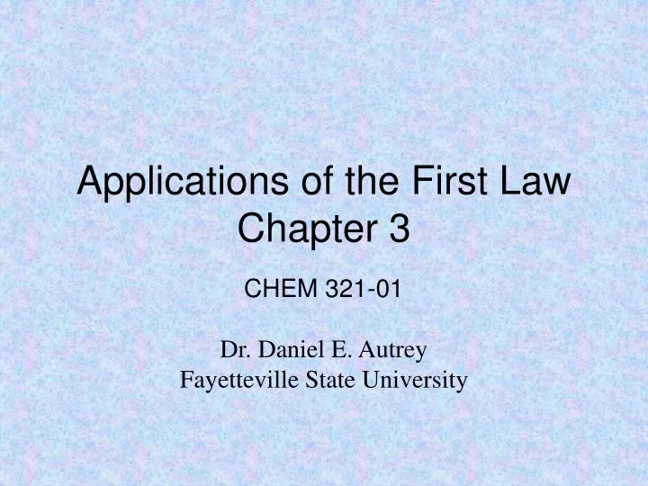 applications of the first law chapter 3