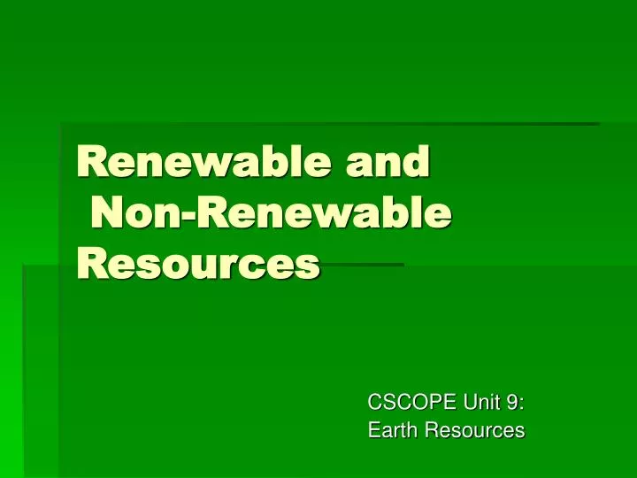 renewable and non renewable resources