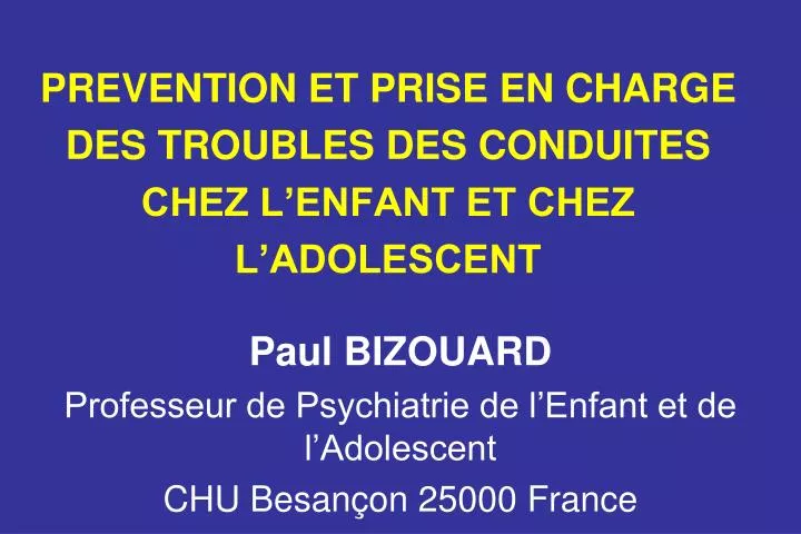 prevention et prise en charge des troubles des conduites chez l enfant et chez l adolescent