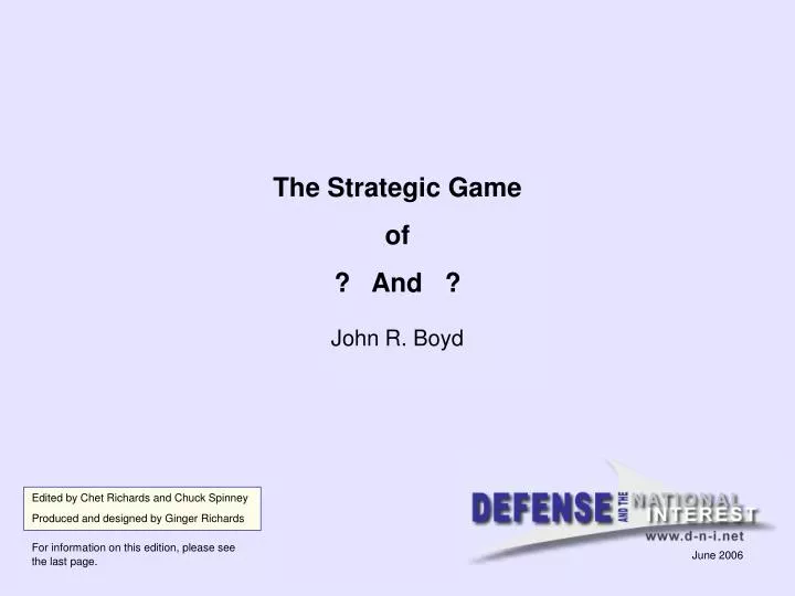 the strategic game of and john r boyd