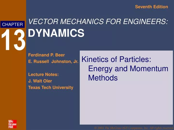 kinetics of particles energy and momentum methods
