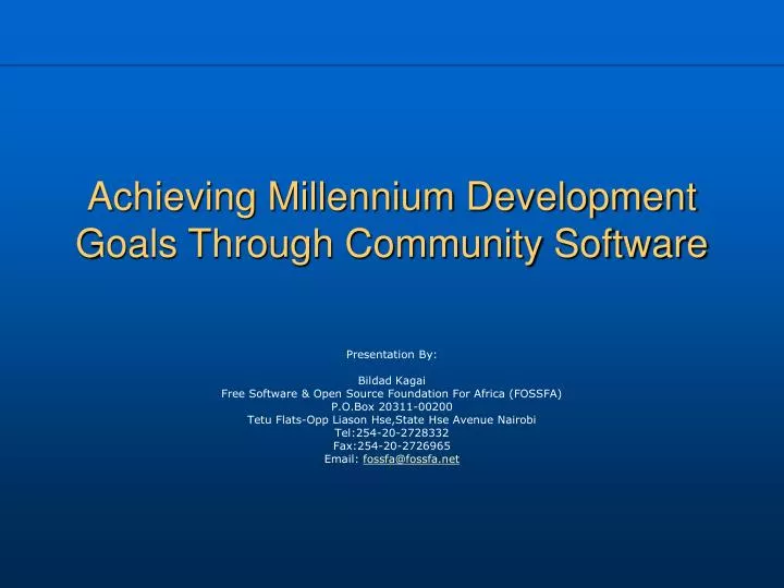 achieving millennium development goals through community software